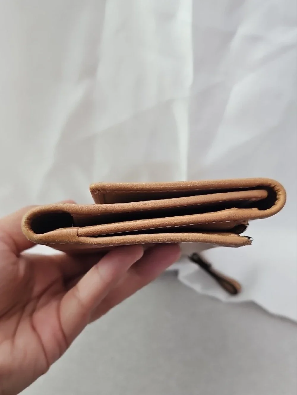 Coach Tan Leather Fold-Over Wallet
